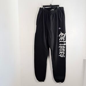 Deftones Official Champion Black Jogger Sweatpants White Spellout Small Merch